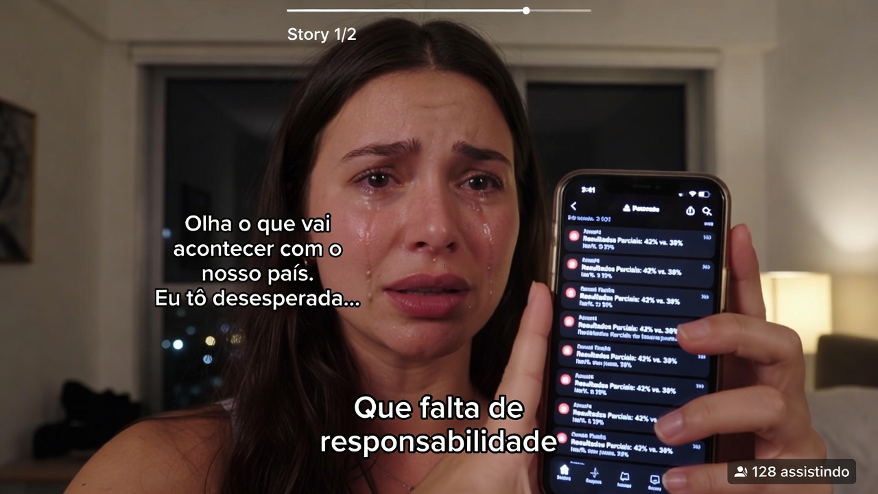 Valentina Bandeira Chora nos Stories Após Resultado do 1º Turno